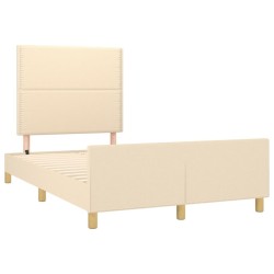 Cadre de lit sans matelas crème 120x190 cm tissu 