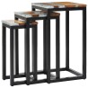 Tables gigognes 3 pcs Bois de teck massif et polyrésine 