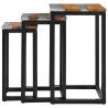 Tables gigognes 3 pcs Bois de teck massif et polyrésine 