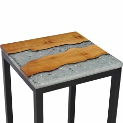Tables gigognes 3 pcs Bois de teck massif et polyrésine 