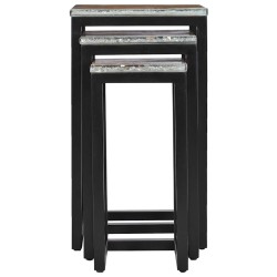 Tables gigognes 3 pcs Bois de teck massif et polyrésine 