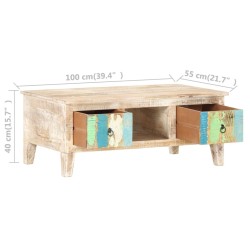 Table basse 100x55x40 cm Bois d'acacia brut 