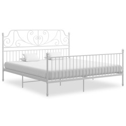 Cadre de lit sans matelas blanc métal 200x200 cm 