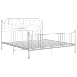 Cadre de lit sans matelas blanc métal 200x200 cm 