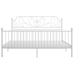 Cadre de lit sans matelas blanc métal 200x200 cm 