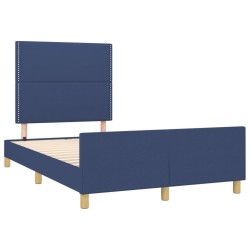 Cadre de lit sans matelas bleu 120x190 cm tissu 