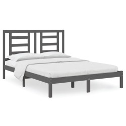 Cadre de lit sans matelas gris 150x200 cm bois de pin massif 