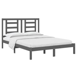 Cadre de lit sans matelas gris 150x200 cm bois de pin massif 