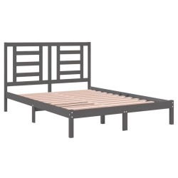 Cadre de lit sans matelas gris 150x200 cm bois de pin massif 