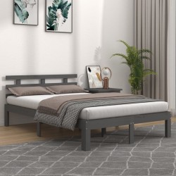 Cadre de lit sans matelas bois massif gris 200x200 cm 
