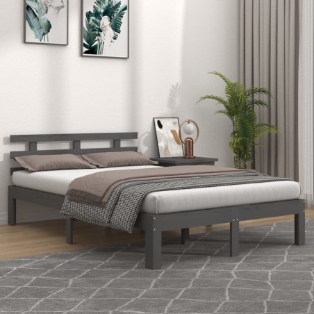 Cadre de lit sans matelas bois massif gris 200x200 cm 
