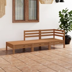 Salon de jardin 3 pcs Marron miel Bois de pin massif 