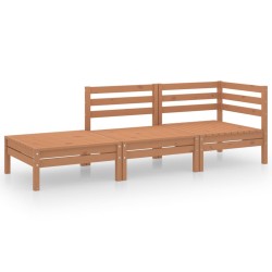 Salon de jardin 3 pcs Marron miel Bois de pin massif 
