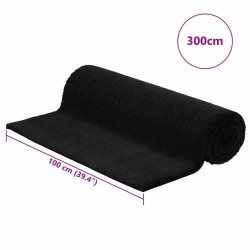 Tapis de porte noir 100x300 cm fibre de coco touffeté 