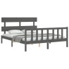 Cadre de lit sans matelas gris bois de pin massif 
