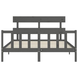 Cadre de lit sans matelas gris bois de pin massif 