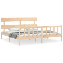 Cadre de lit sans matelas bois massif de pin 