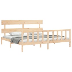 Cadre de lit sans matelas bois massif de pin 