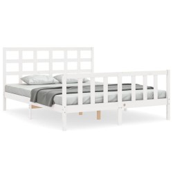 Cadre de lit sans matelas blanc bois de pin massif 