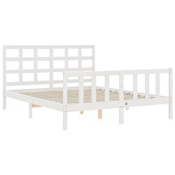 Cadre de lit sans matelas blanc bois de pin massif 