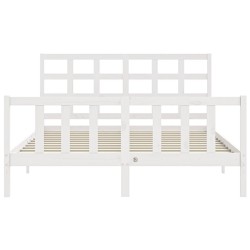 Cadre de lit sans matelas blanc bois de pin massif 
