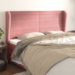 Tête de lit avec oreilles Rose 203x23x118/128 cm Velours 