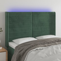 Tête de lit à LED Vert foncé 147x16x118/128 cm Velours 