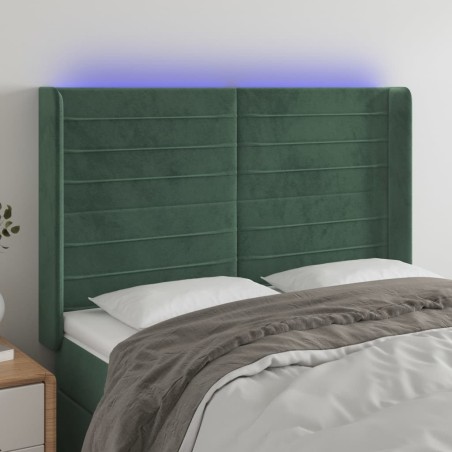 Tête de lit à LED Vert foncé 147x16x118/128 cm Velours 