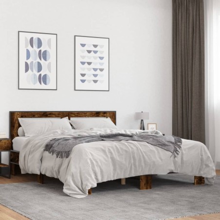 Cadre de lit sans matelas chêne fumé 150x200 cm 