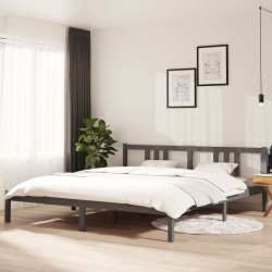 Cadre de lit sans matelas gris bois massif 180x200 cm 