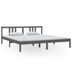 Cadre de lit sans matelas gris bois massif 180x200 cm 