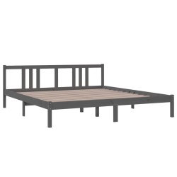 Cadre de lit sans matelas gris bois massif 180x200 cm 