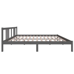 Cadre de lit sans matelas gris bois massif 180x200 cm 