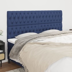 Têtes de lit 4 pcs Bleu 90x7x78/88 cm Tissu 