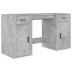 Bureau avec armoire gris béton bois d'ingénierie 