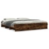 Cadre de lit sans matelas chêne fumé 200x200 cm bois ingénierie 