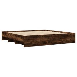 Cadre de lit sans matelas chêne fumé 200x200 cm bois ingénierie 