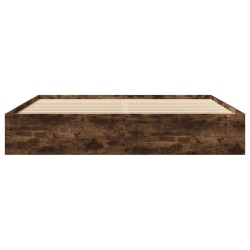 Cadre de lit sans matelas chêne fumé 200x200 cm bois ingénierie 