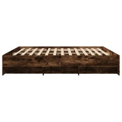 Cadre de lit sans matelas chêne fumé 200x200 cm bois ingénierie 