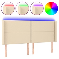 Tête de lit à LED Crème 163x16x118/128 cm Tissu 