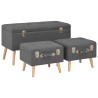 Tabourets de rangement lot de 3 Gris foncé Tissu 