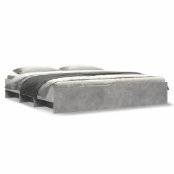 Cadre de lit sans matelas gris béton 200x200 cm bois ingénierie 