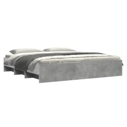 Cadre de lit sans matelas gris béton 200x200 cm bois ingénierie 