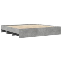 Cadre de lit sans matelas gris béton 200x200 cm bois ingénierie 