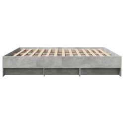 Cadre de lit sans matelas gris béton 200x200 cm bois ingénierie 