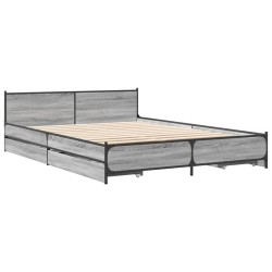 Cadre de lit avec tiroirs sans matelas sonoma gris 140x200 cm 