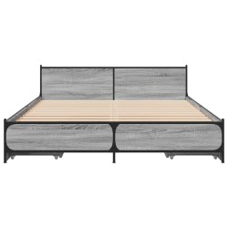 Cadre de lit avec tiroirs sans matelas sonoma gris 140x200 cm 