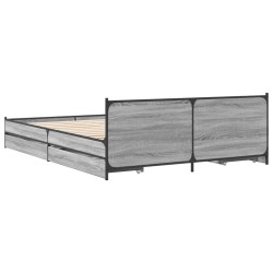 Cadre de lit avec tiroirs sans matelas sonoma gris 140x200 cm 