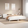 Cadre de lit sans matelas blanc 200x200 cm bois massif de pin 