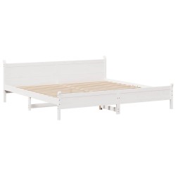 Cadre de lit sans matelas blanc 200x200 cm bois massif de pin 